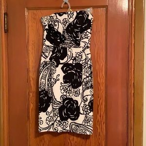 White dress with Black Flowers